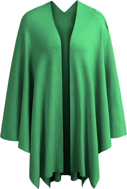 Womens Large Cross Front Poncho Sweater Wrap Topper Knitted Elegant Shawls Cape for Fall Winter
