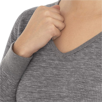 Women's Micro Waffle Thermal V-Neck