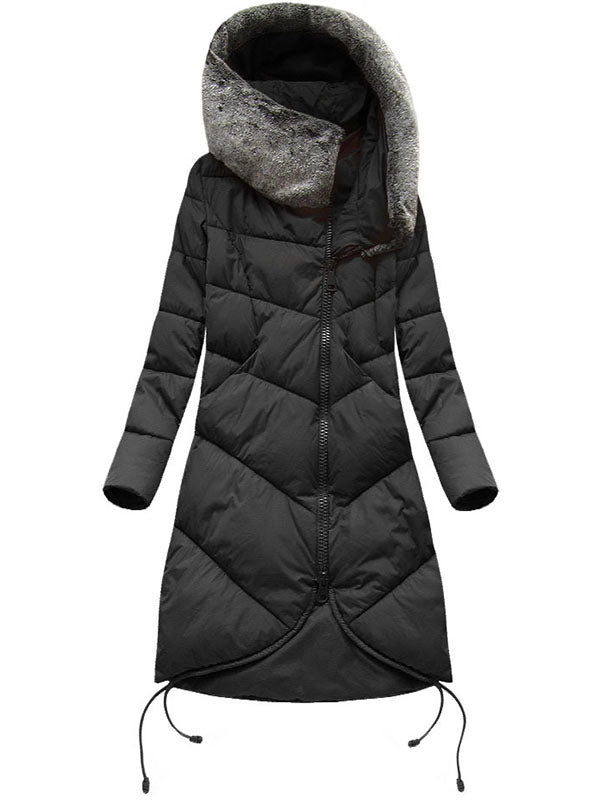 Long winter hood navy blue