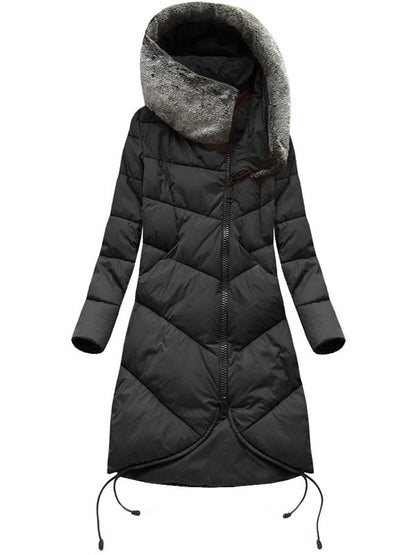 Long winter hood navy blue