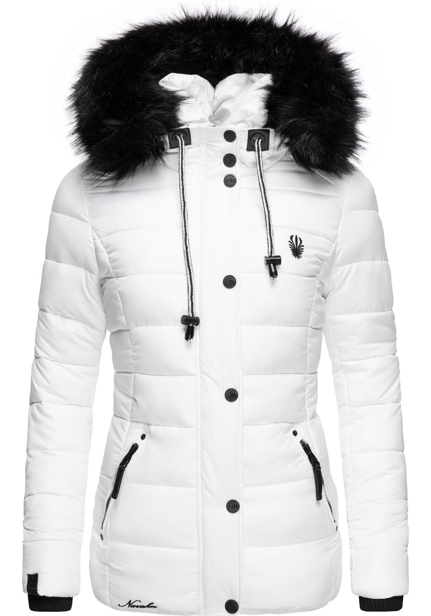 Fashion quilted jacket with faux fur hood