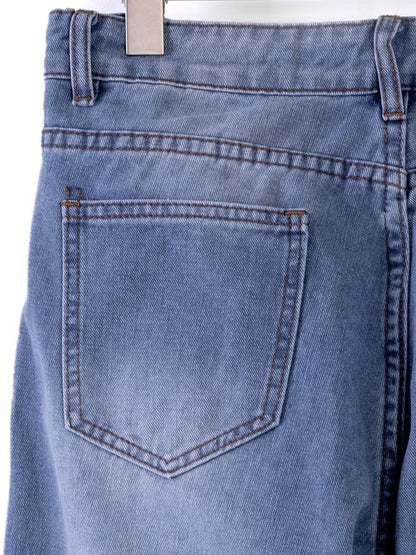Blue Denim Plain Casual Jeans