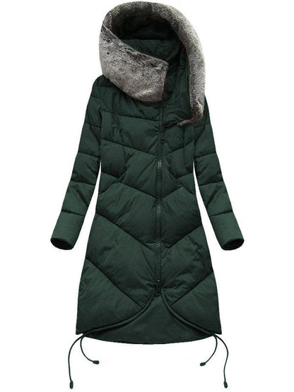 Long winter hood navy blue