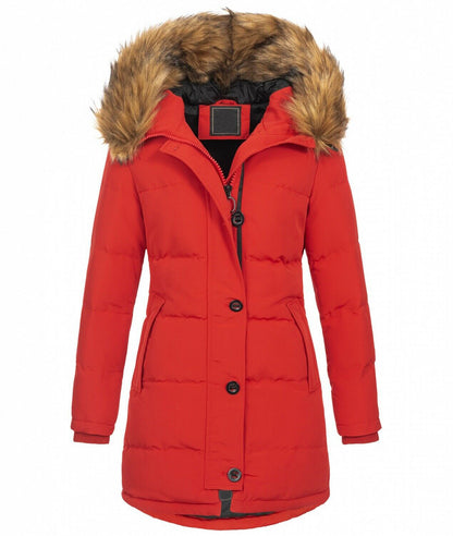 Fashion ladies parka coat with fur collar