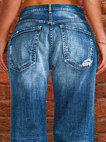 Loose Plain Casual Denim Jeans