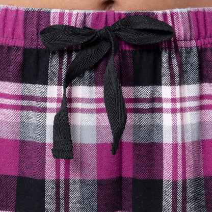 Fruit of the Loom Women's Waffle V-Neck Top and Flannel Pant Sleep Set