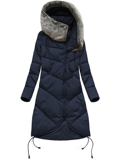 Long winter hood navy blue
