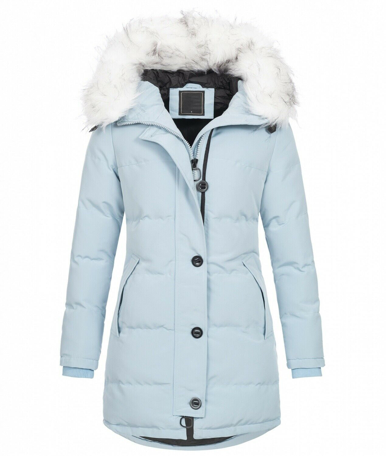 Fashion ladies parka coat with fur collar