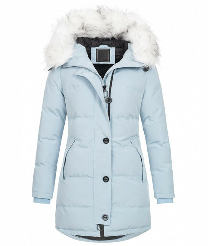 Fashion ladies parka coat with fur collar