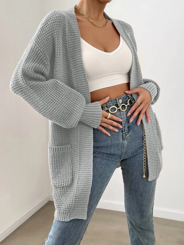 Dual Pocket Drop Shoulder Sweater Cardigan