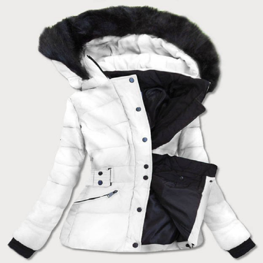 WOMEN'S SHORT WINTER HOODED JACKET WHITE