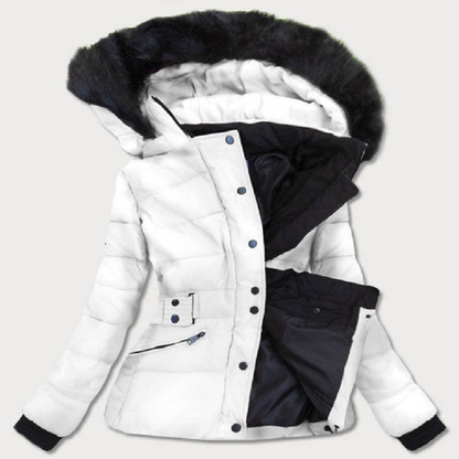 WOMEN'S SHORT WINTER HOODED JACKET WHITE