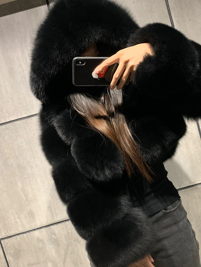 Women's faux fur coat teddy coat Sherpa coat chic modern elegant luxury fur