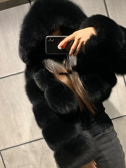 Women's faux fur coat teddy coat Sherpa coat chic modern elegant luxury fur