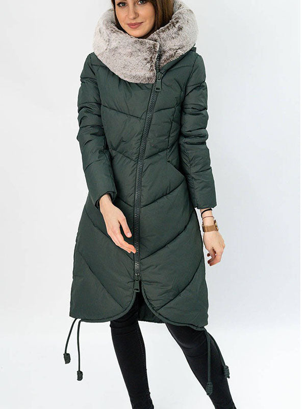 Long winter hood navy blue