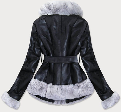 Black fur jacket Leather