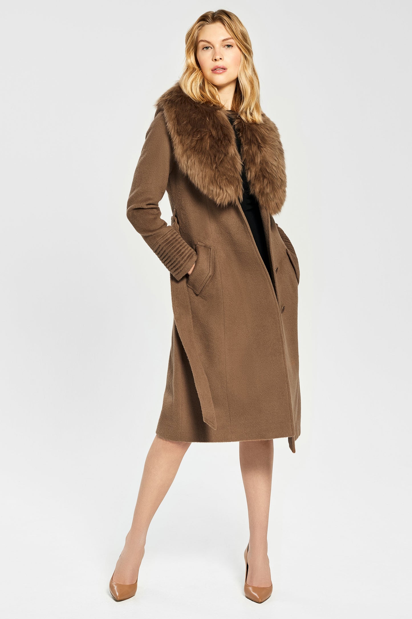 Long Coat with Fur Collar