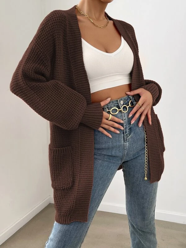 Dual Pocket Drop Shoulder Sweater Cardigan