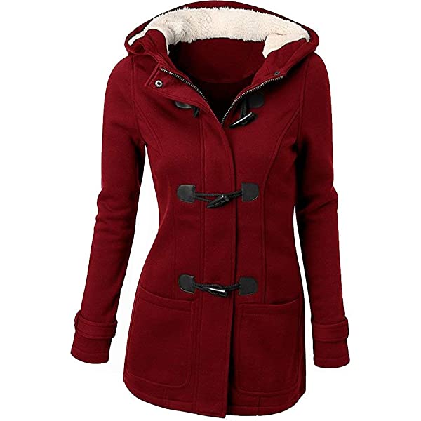 Ladies hooded coat button horn bomber jacket