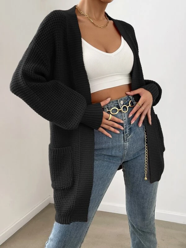 Dual Pocket Drop Shoulder Sweater Cardigan